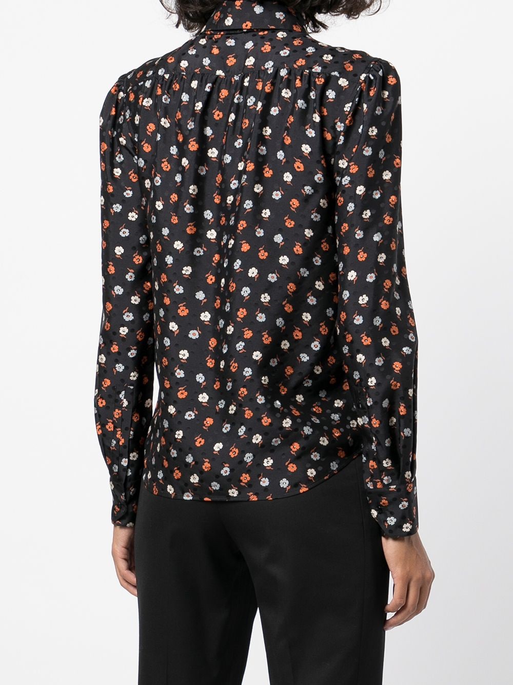 Blusa con collo lavallière con stampa floreale