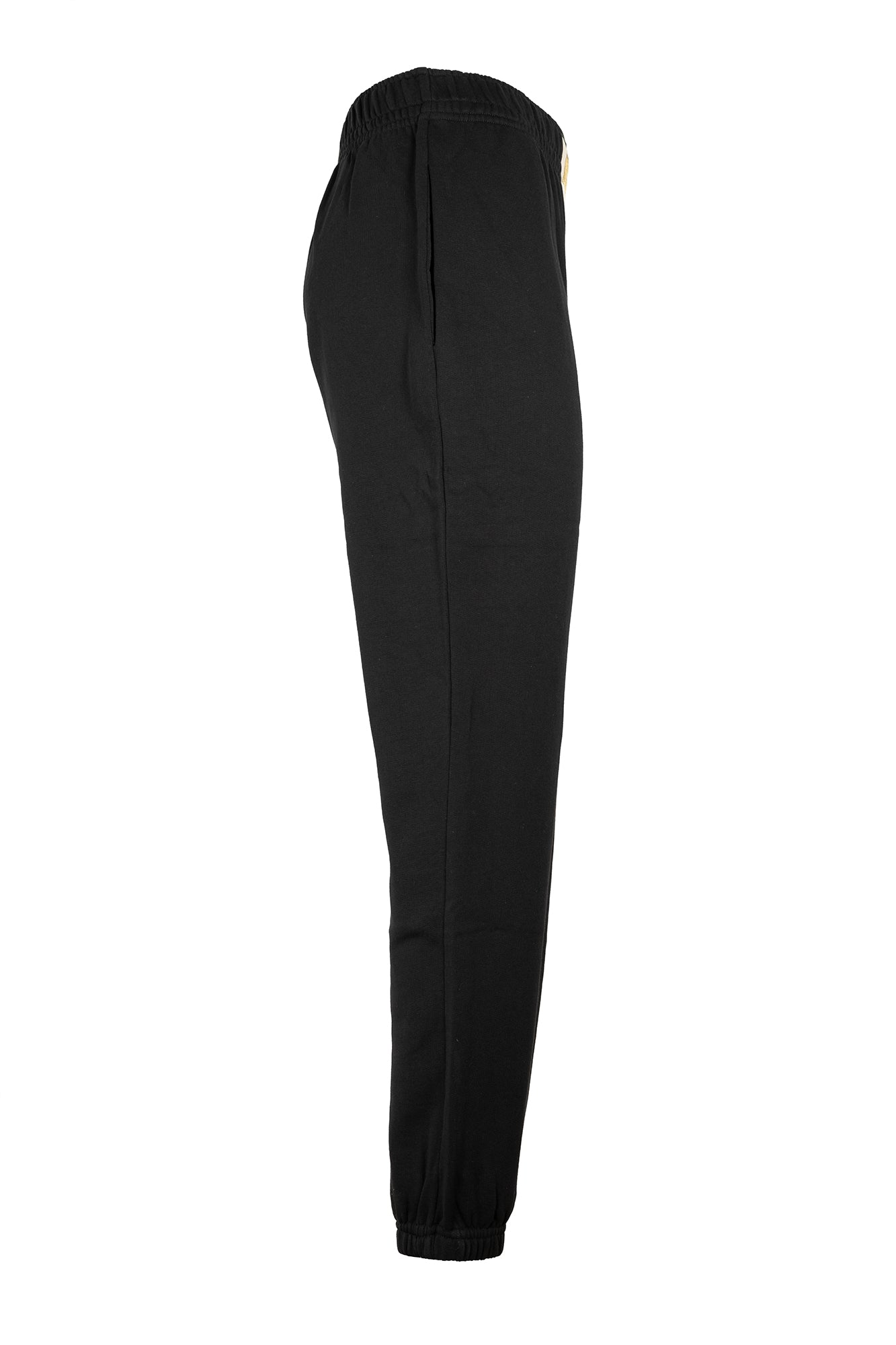 Black plush trousers with front logo
