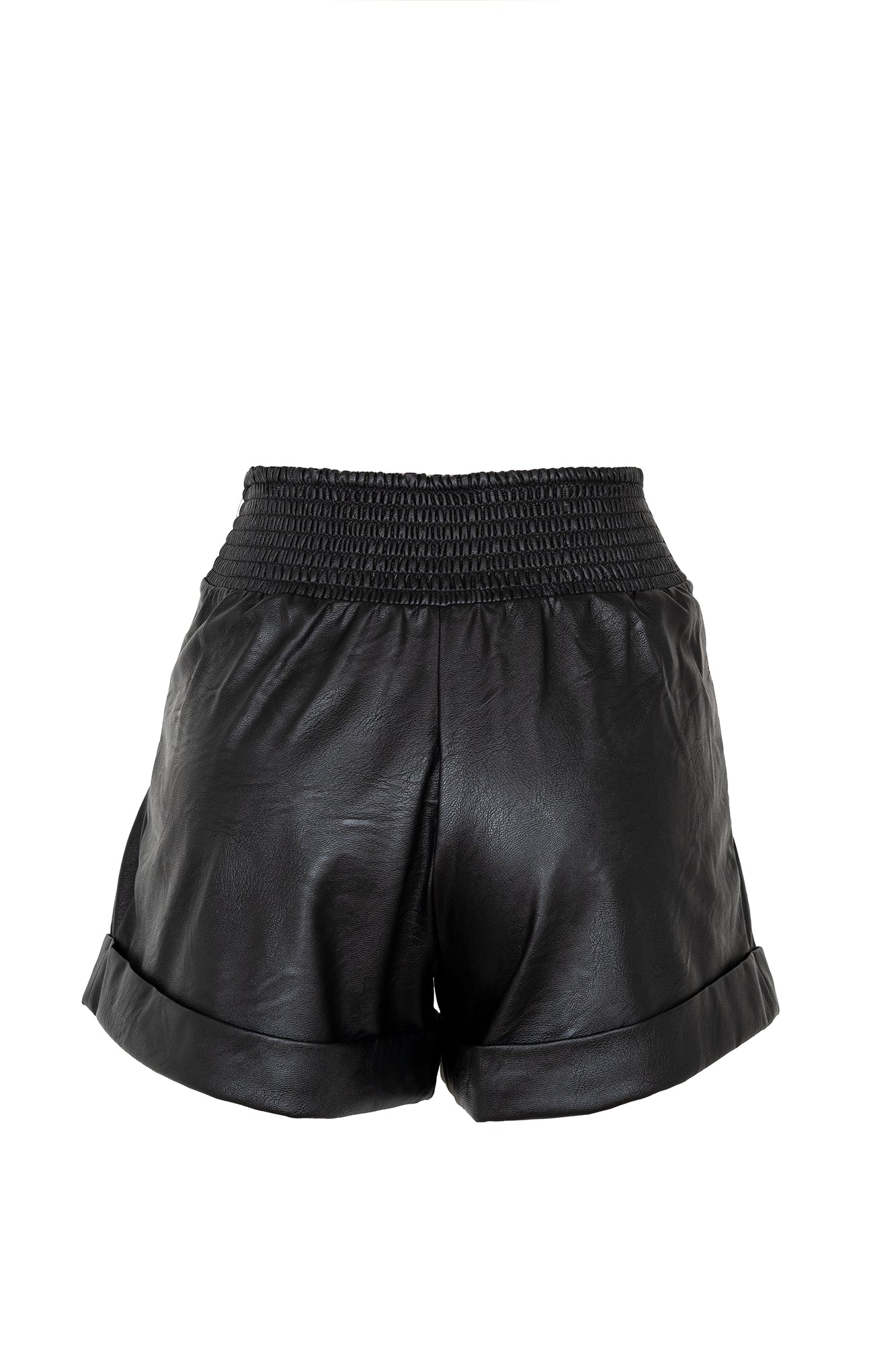 Shorts in ecopelle nero con pences