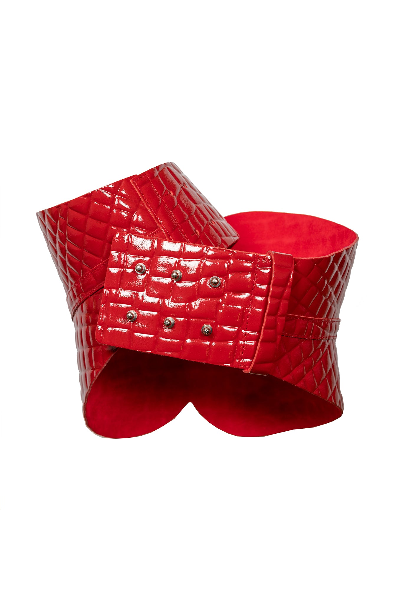 Cintura bustier in ecopelle rossa stampata