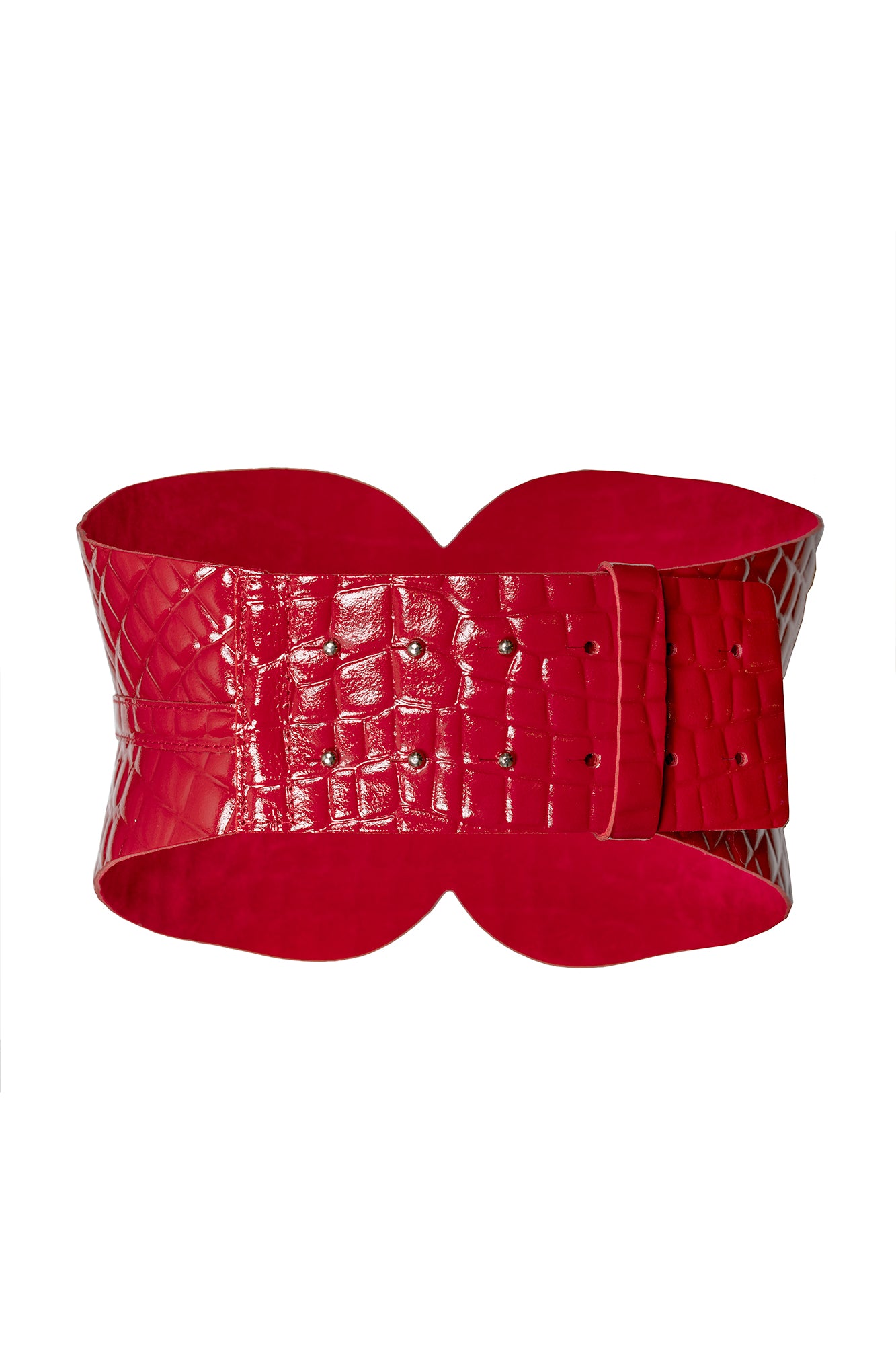Cintura bustier in ecopelle rossa stampata