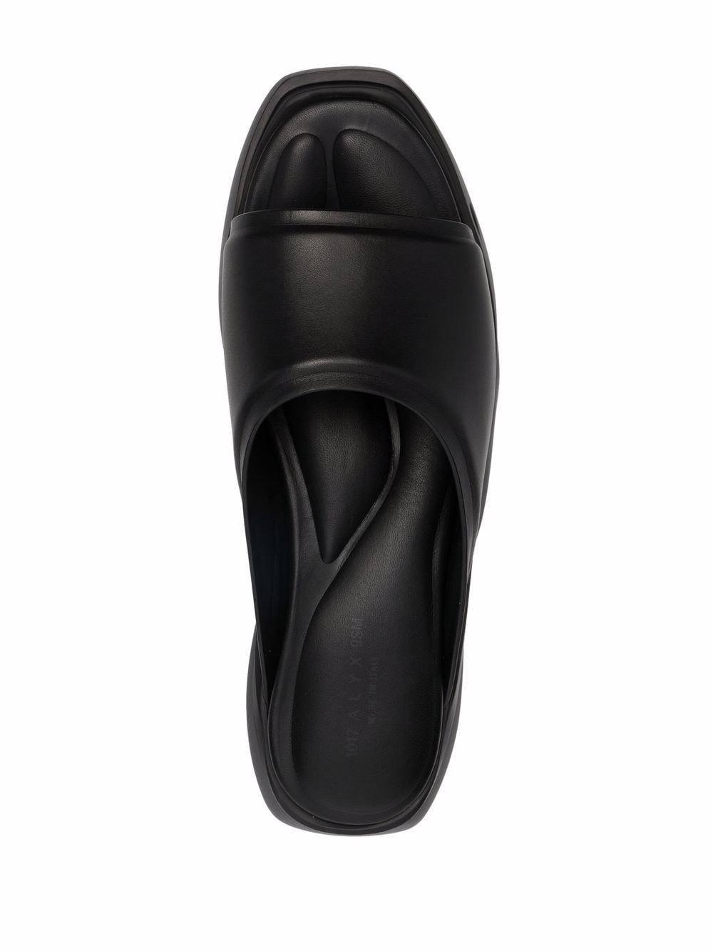 Black leather chunky slide sandals