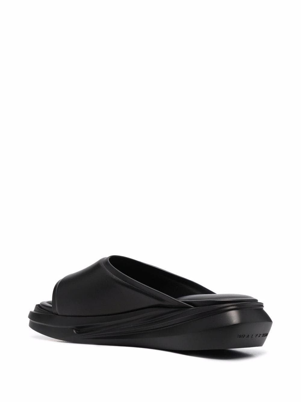 Black leather chunky slide sandals