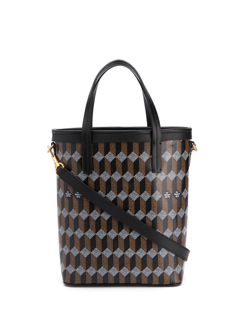 Vertical geometric pattern tote bag black