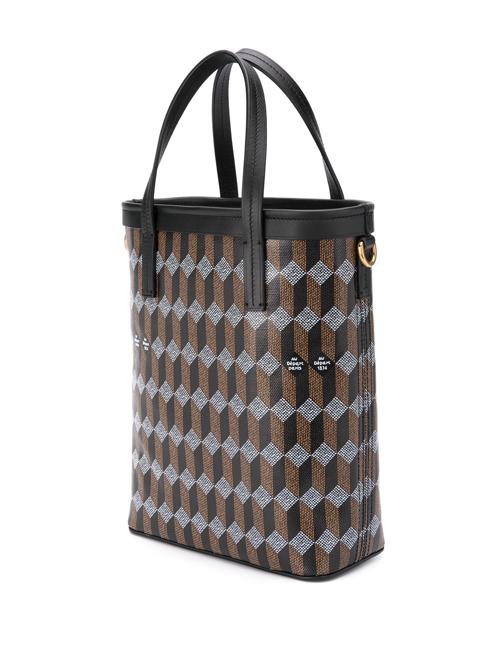 Vertical geometric pattern tote bag black