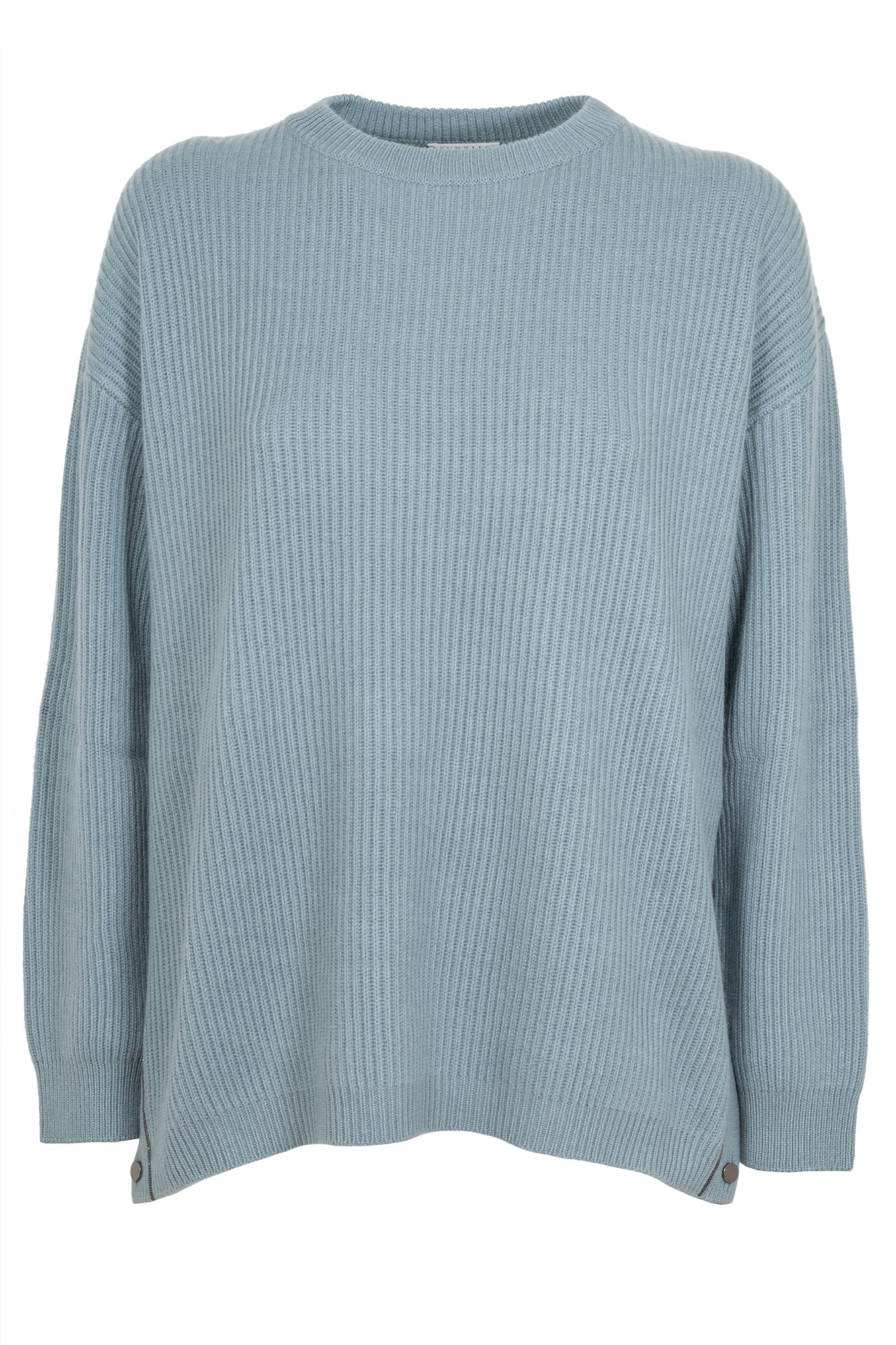 English rib cashmere sweater with side button detail