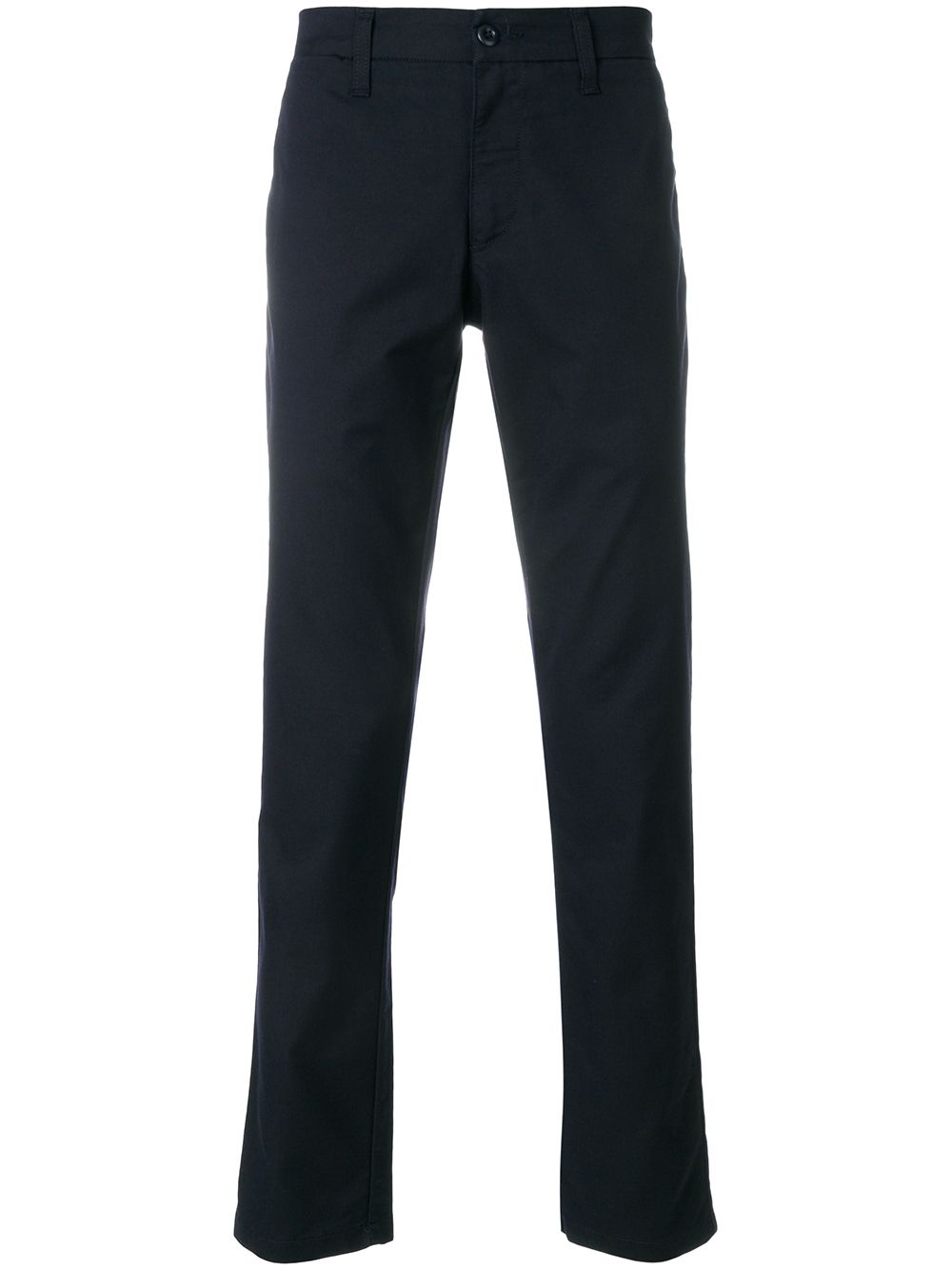 Blue cotton blend straight trousers