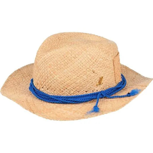 Cappello di paglia con dettaglio blu