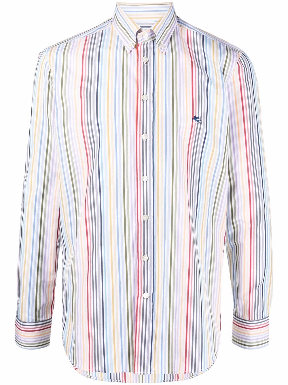 Camicia in cotone con stampa a righe multicolor