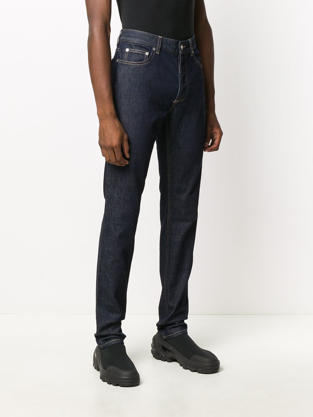 Navy stretch cotton slim-fit mid-rise jeans