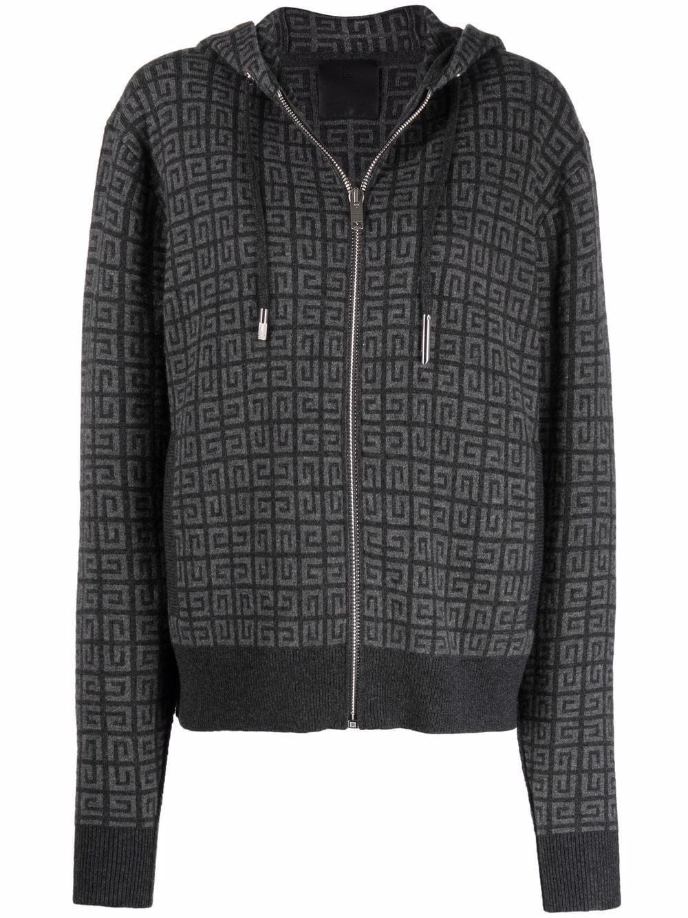 Grey cashmere 4G cashmere zip hoodie