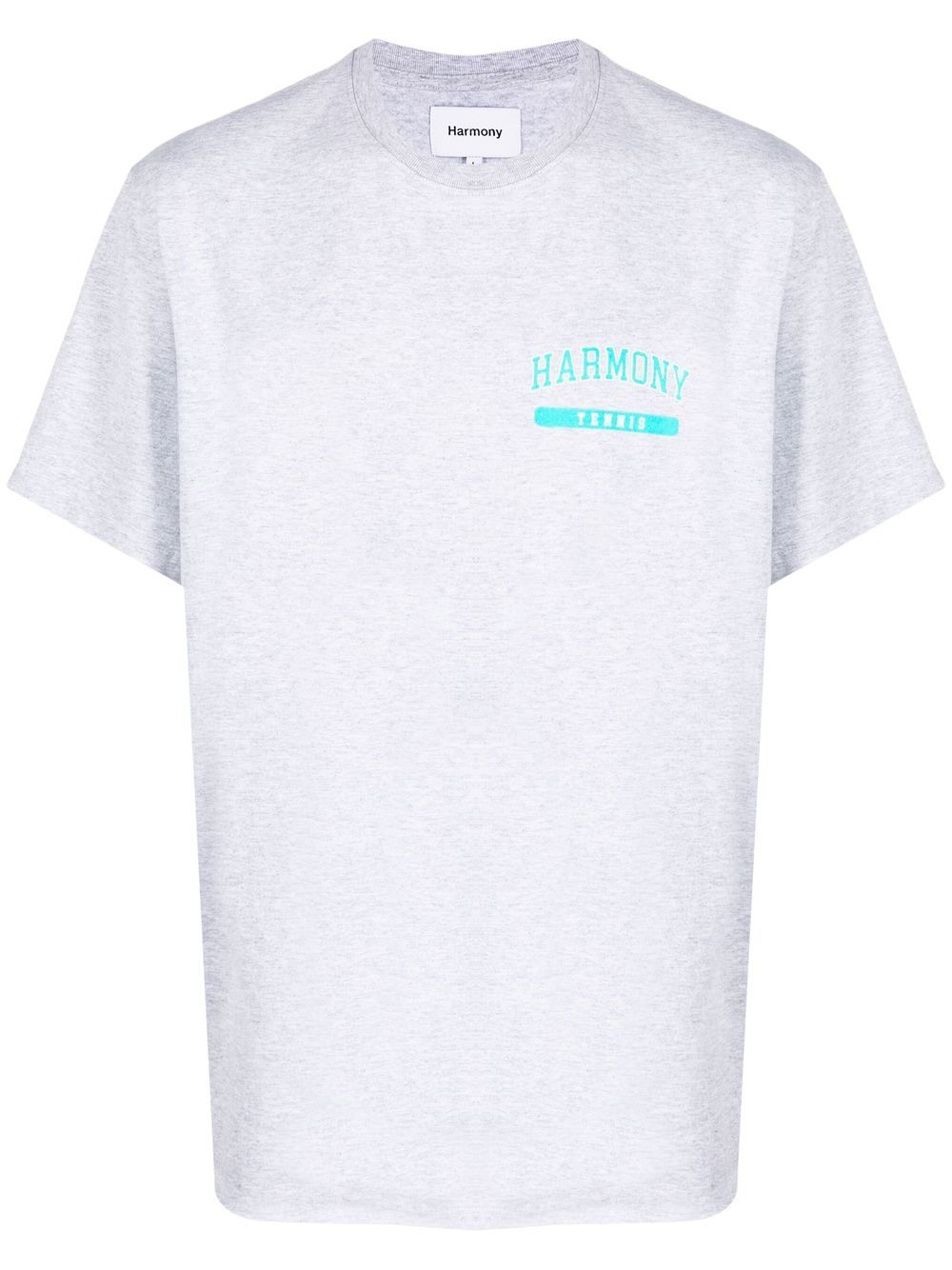 T-shirt girocollo in tessuto grigio chiaro con logo