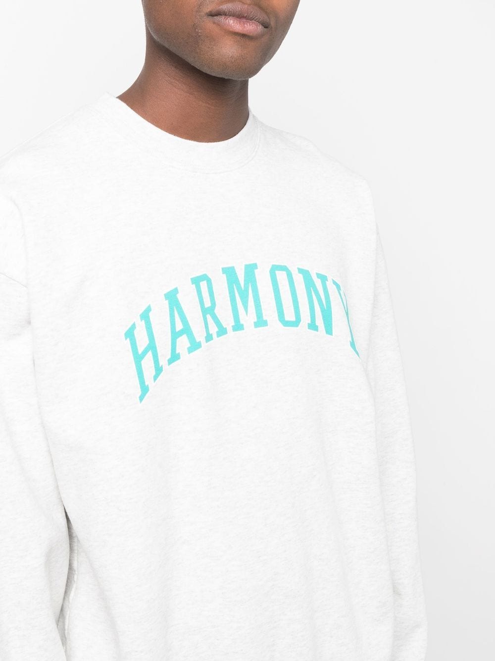 Off-white/aqua blue cotton blend logo-print sweatshirt