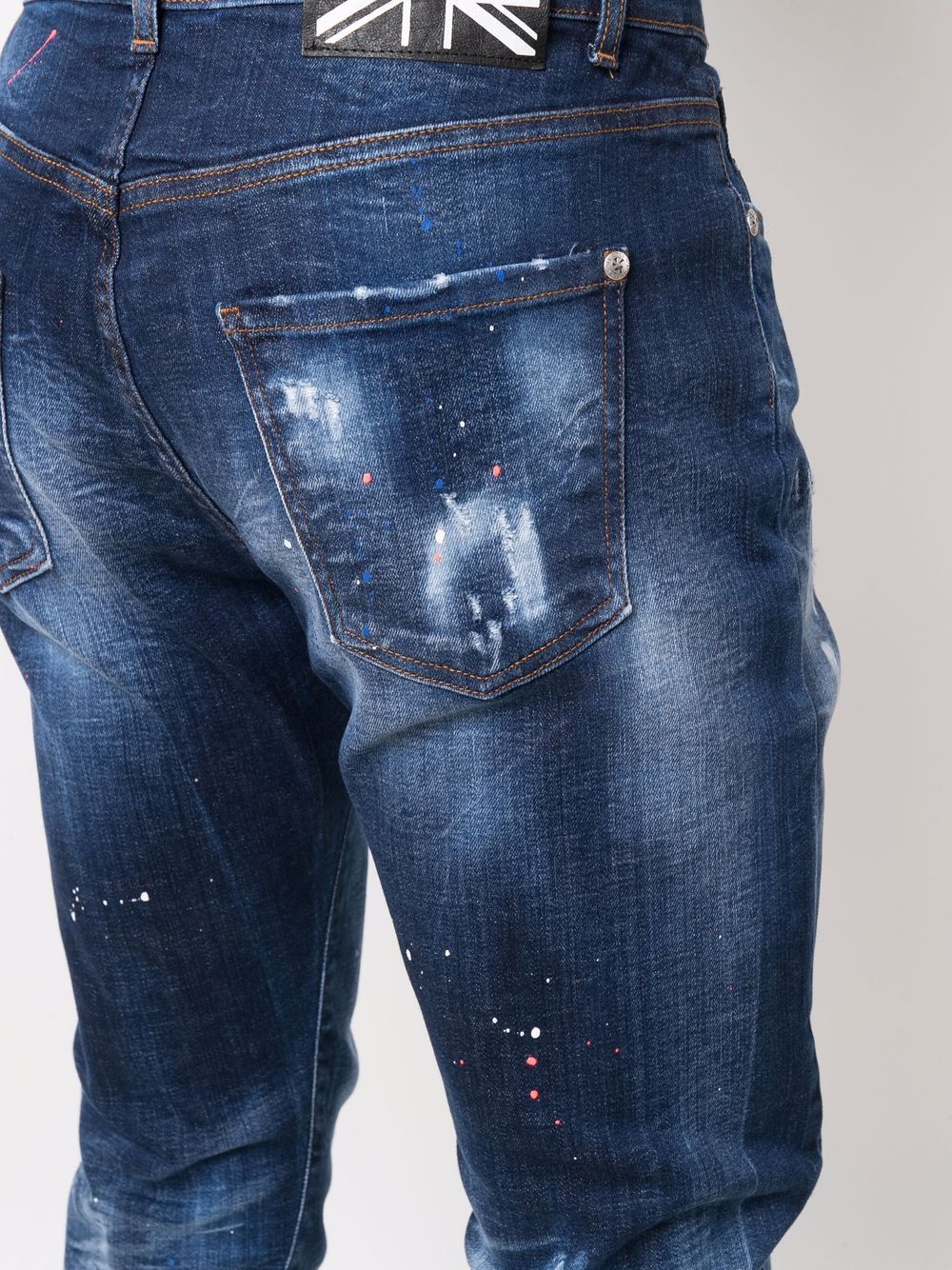 Indigo blue cotton faded-effect denim jeans