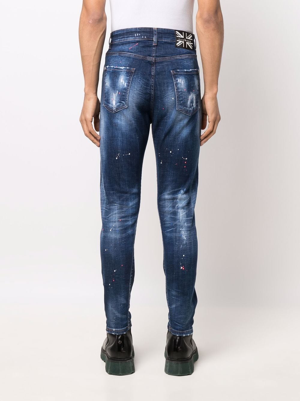 Jeans in denim con effetto sbiadito in cotone blu indaco