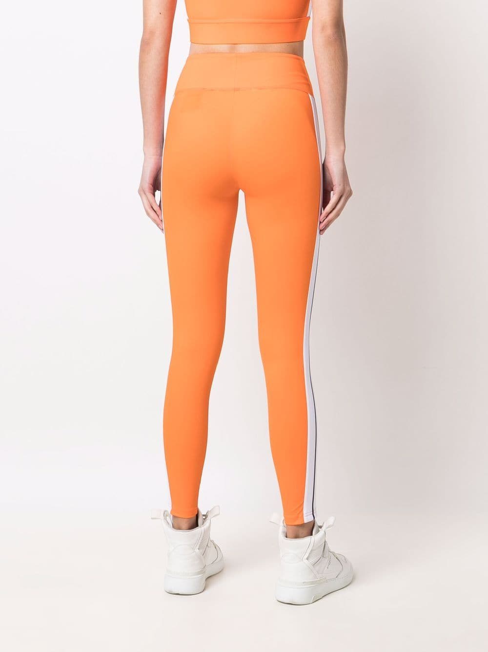 Orange high-waisted track leggings