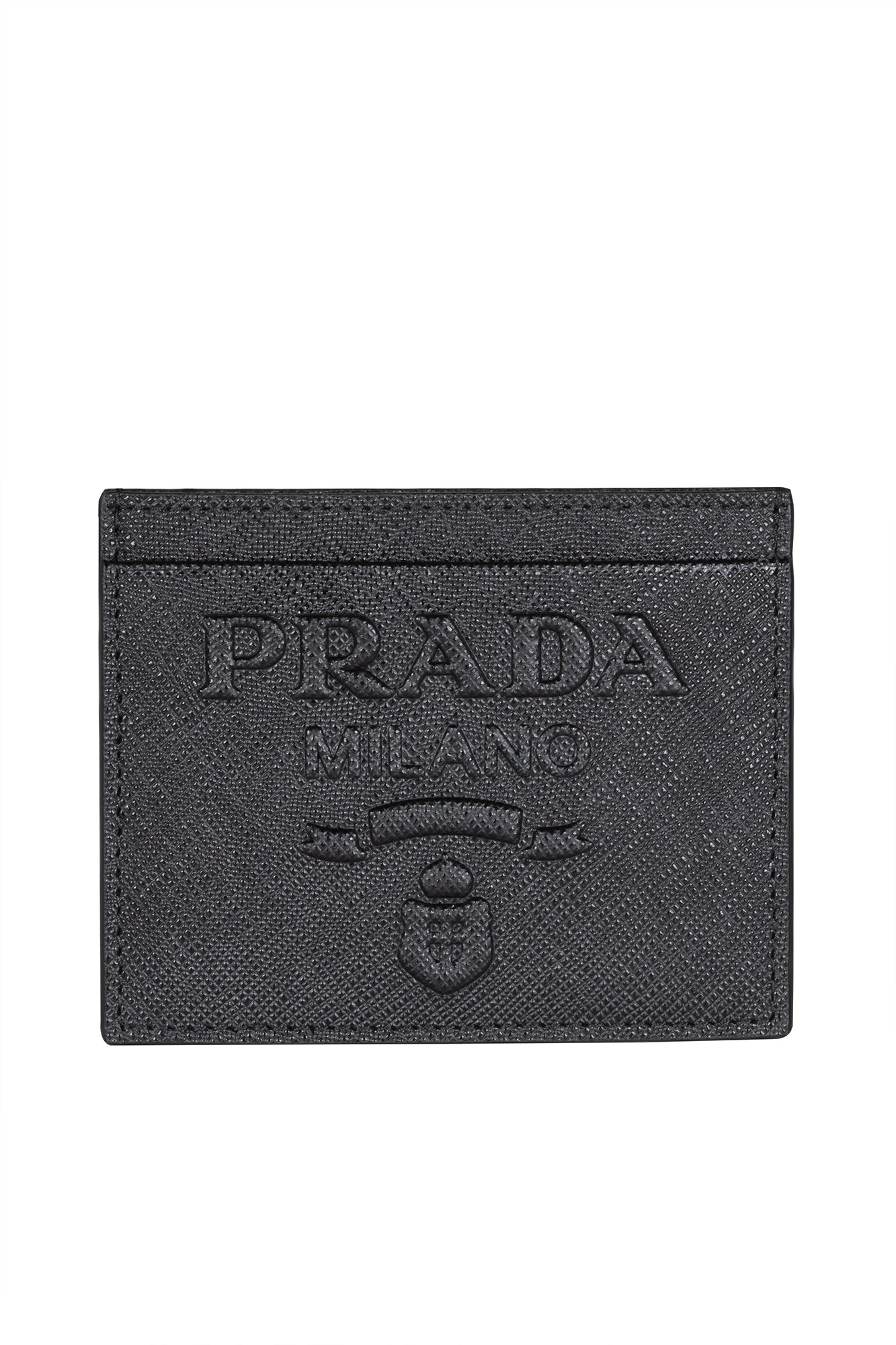 Saffiano credit card holder with logo