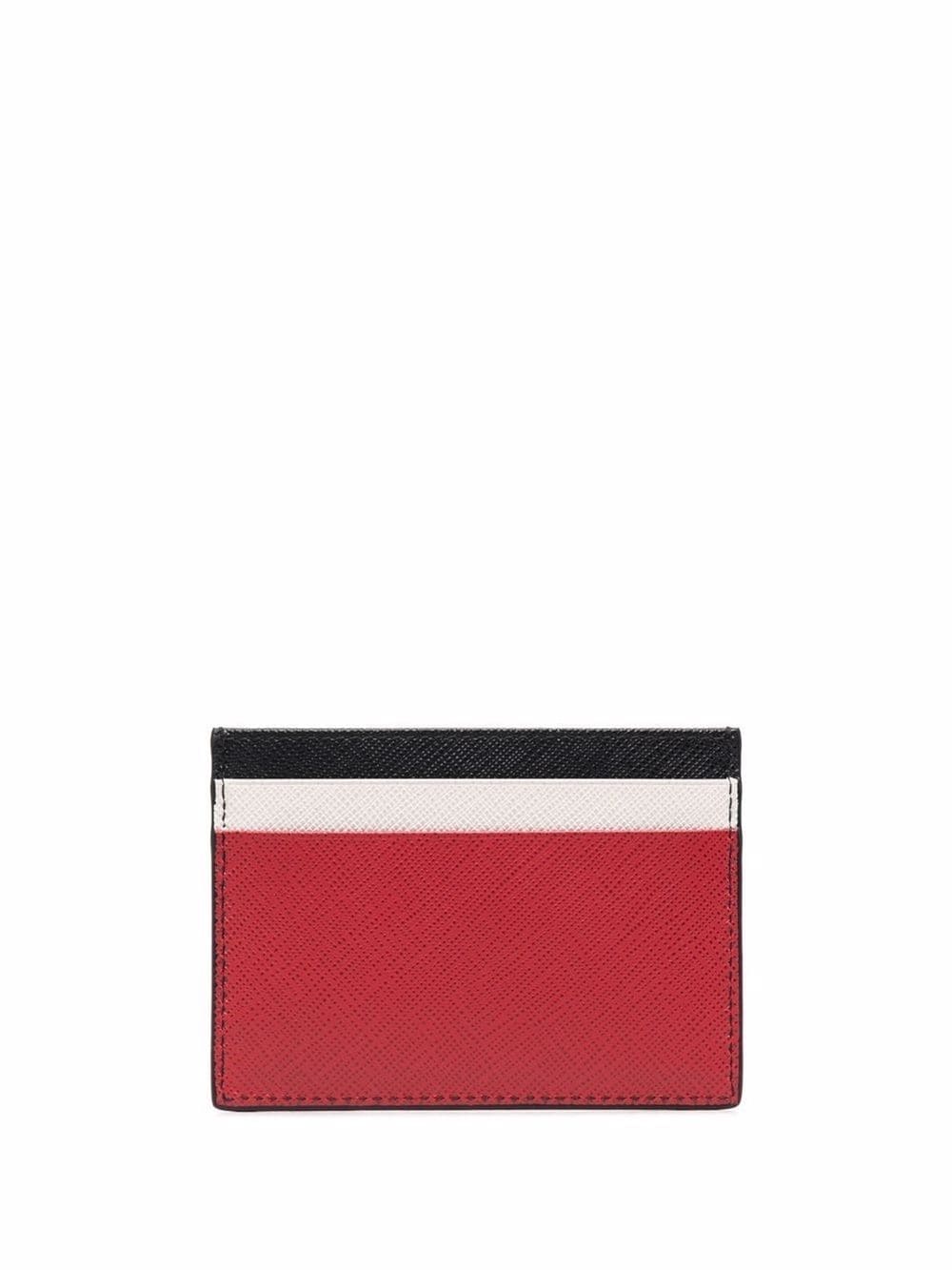 Red/white/black calf leather colour-block cardholder