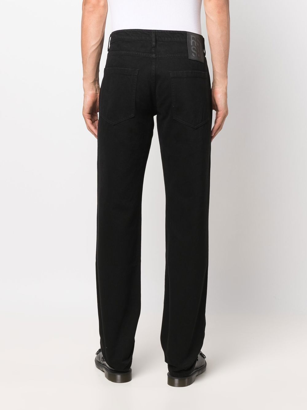 Black mid-rise straight-leg jeans