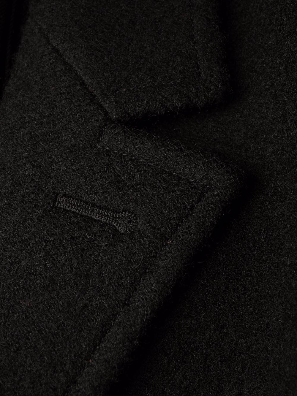 Cappotto monopetto nero in mohair/lana con bottoni