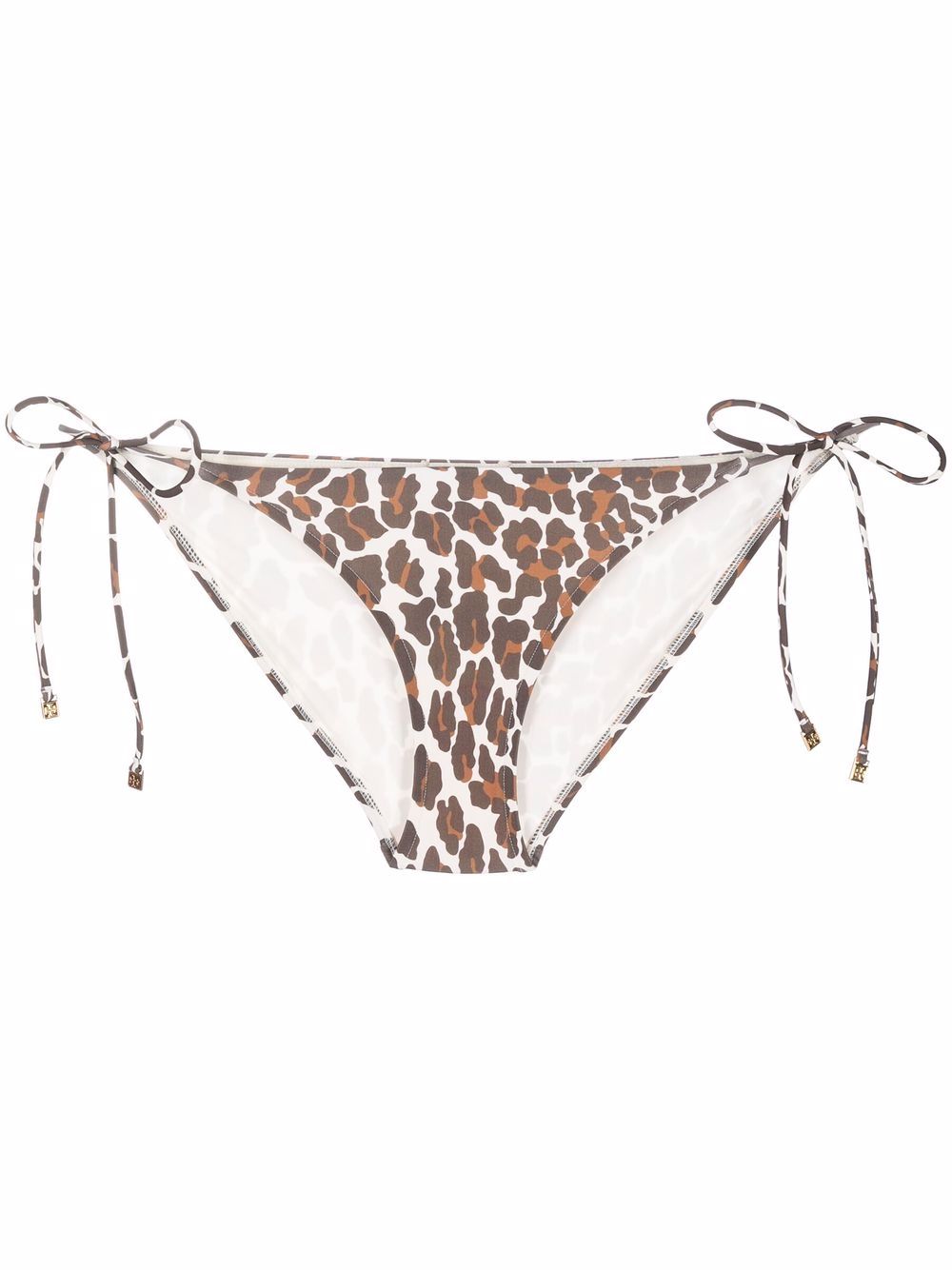 Slip bikini con stampa leopardo marrone/bianco