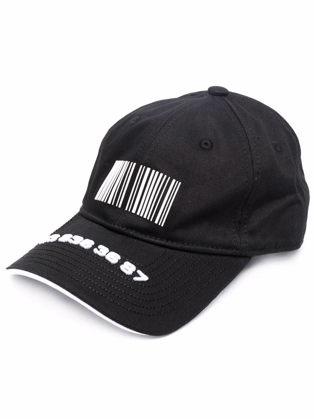 Cappello da baseball in cotone nero/bianco con codice a barre