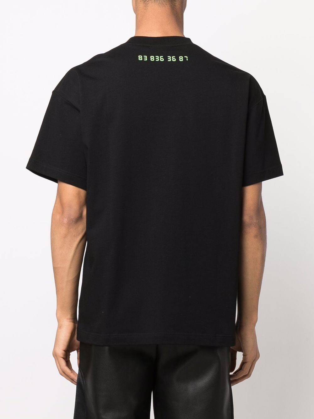 Black cotton clock-print T-shirt