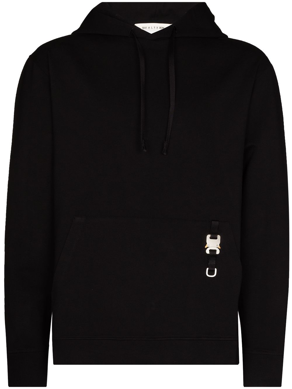 Black buckle-embellished drawstring hoodie