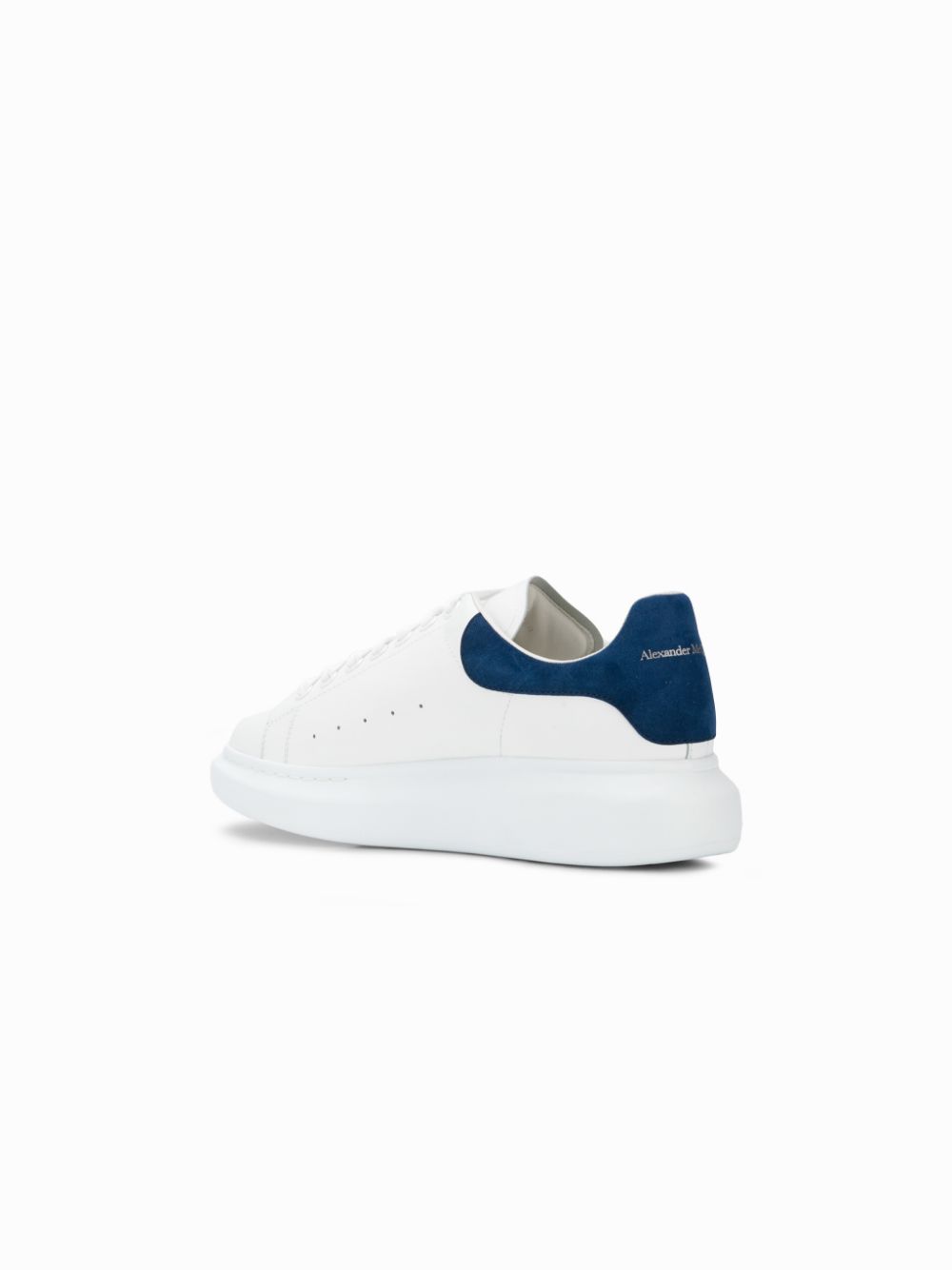 White/blue leather/suede oversized low-top sneakers