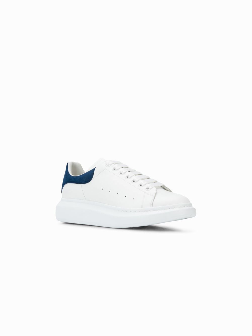 White/blue leather/suede oversized low-top sneakers