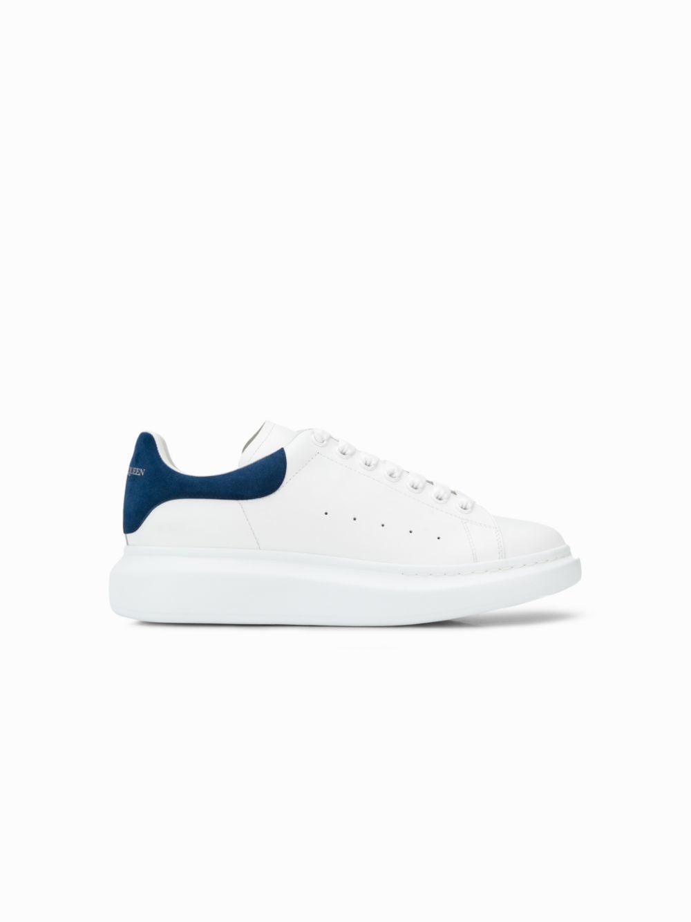 White/blue leather/suede oversized low-top sneakers