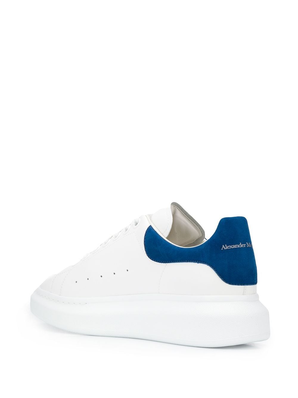 White/blue leather/suede oversized low-top sneakers