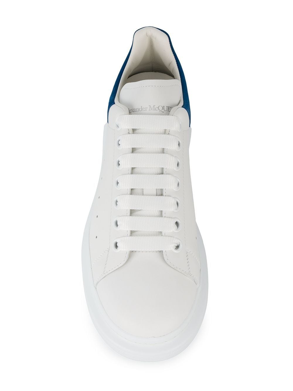 White/blue leather/suede oversized low-top sneakers