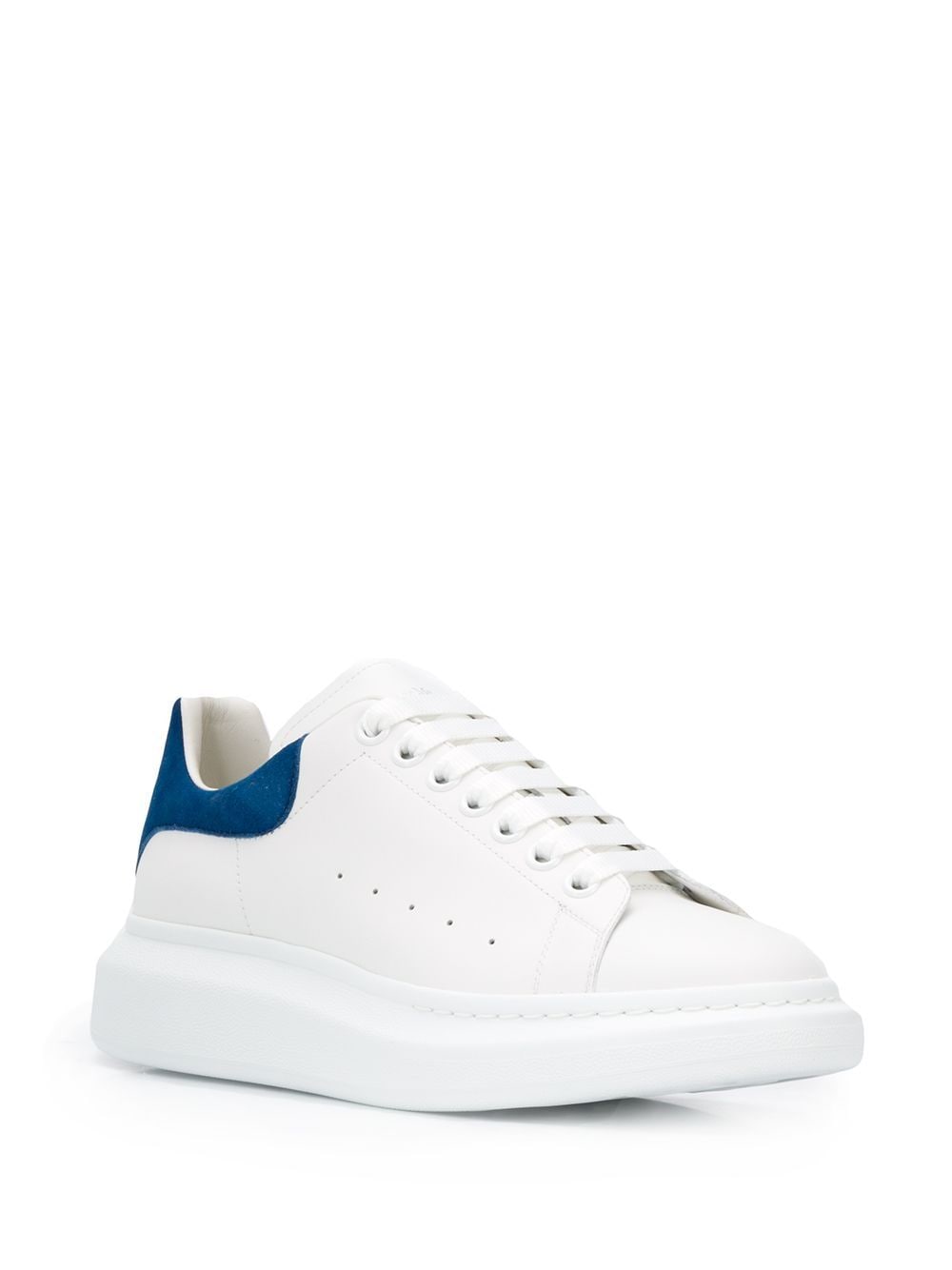 White/blue leather/suede oversized low-top sneakers