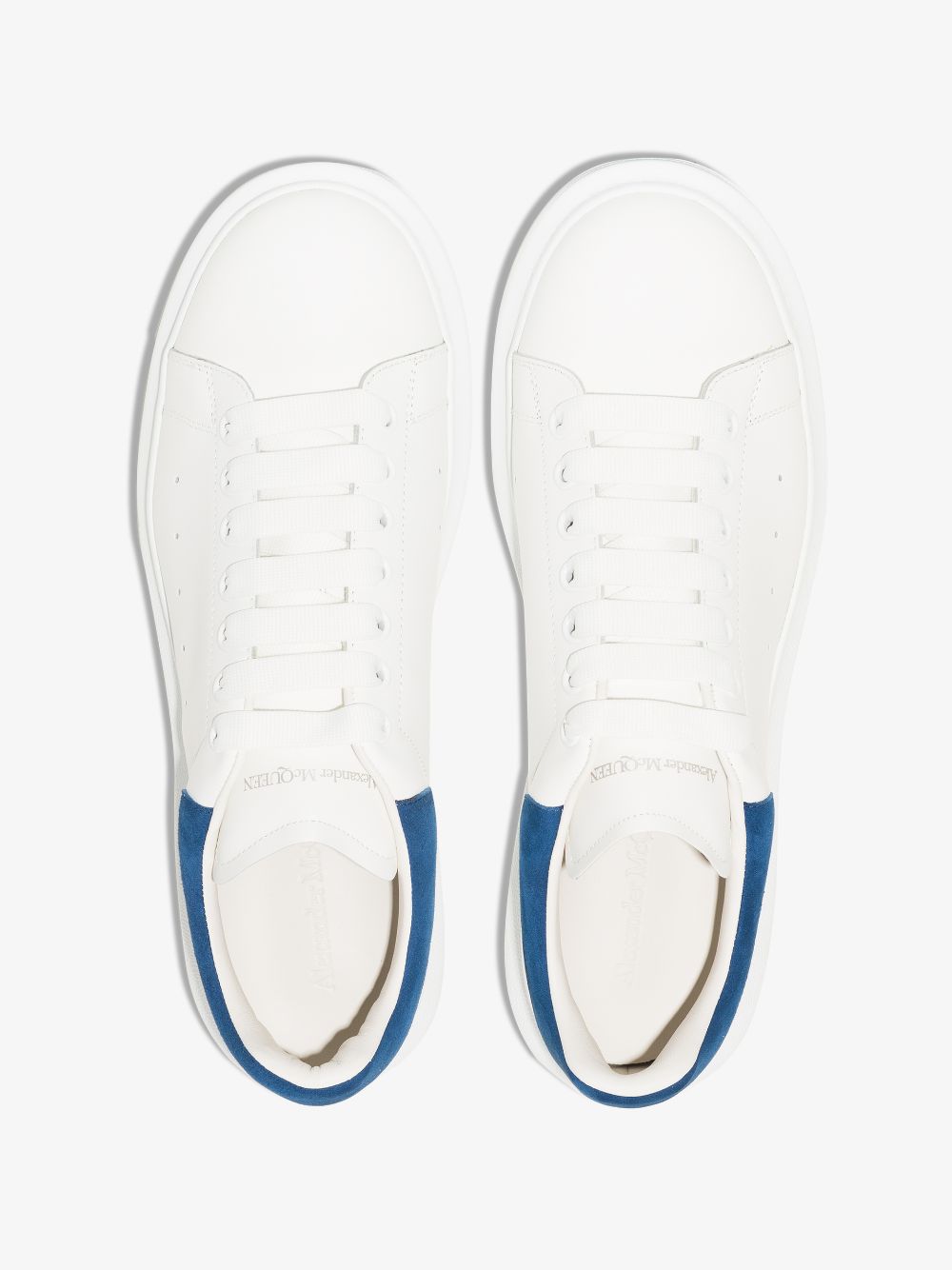 White/blue leather/suede oversized low-top sneakers