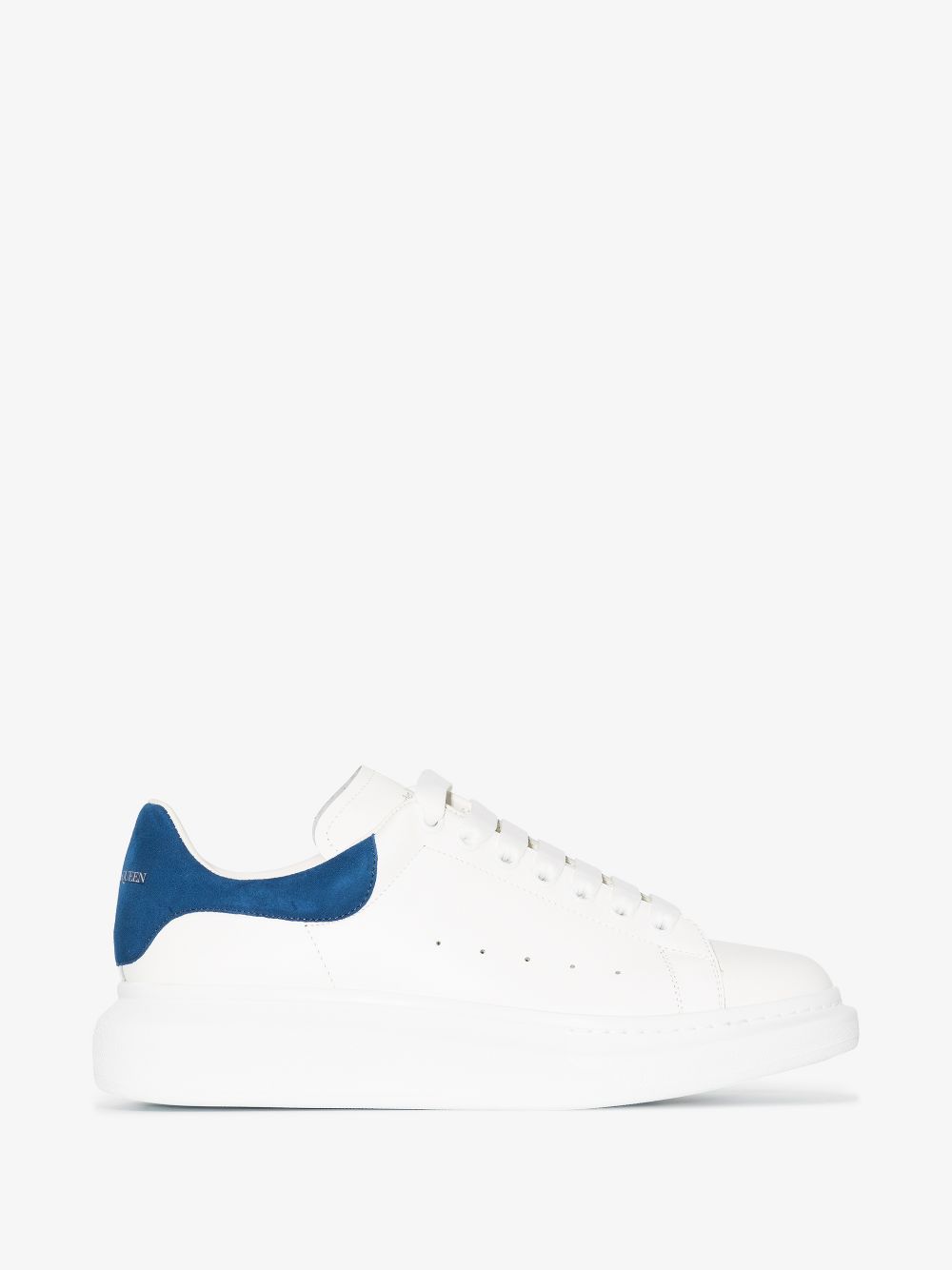 White/blue leather/suede oversized low-top sneakers