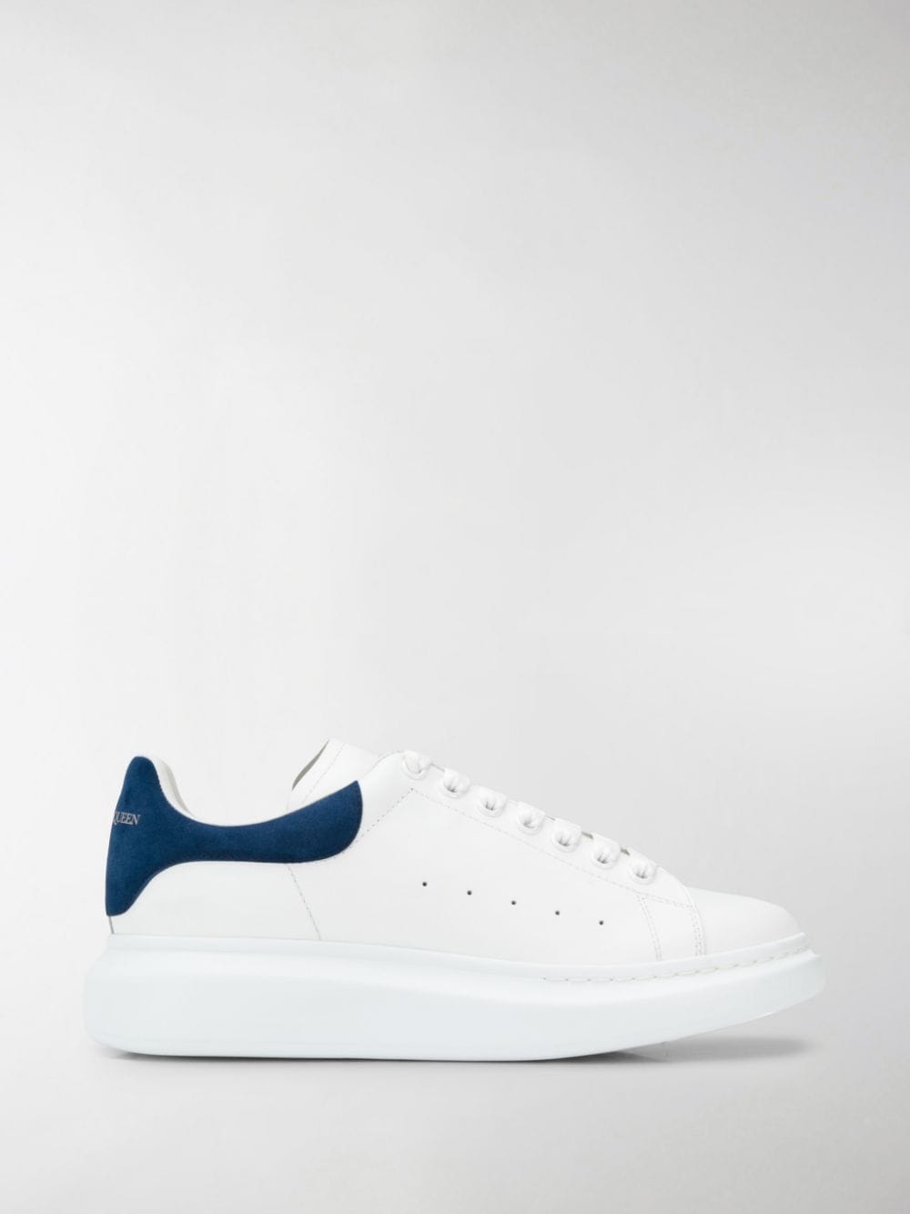 White/blue leather/suede oversized low-top sneakers