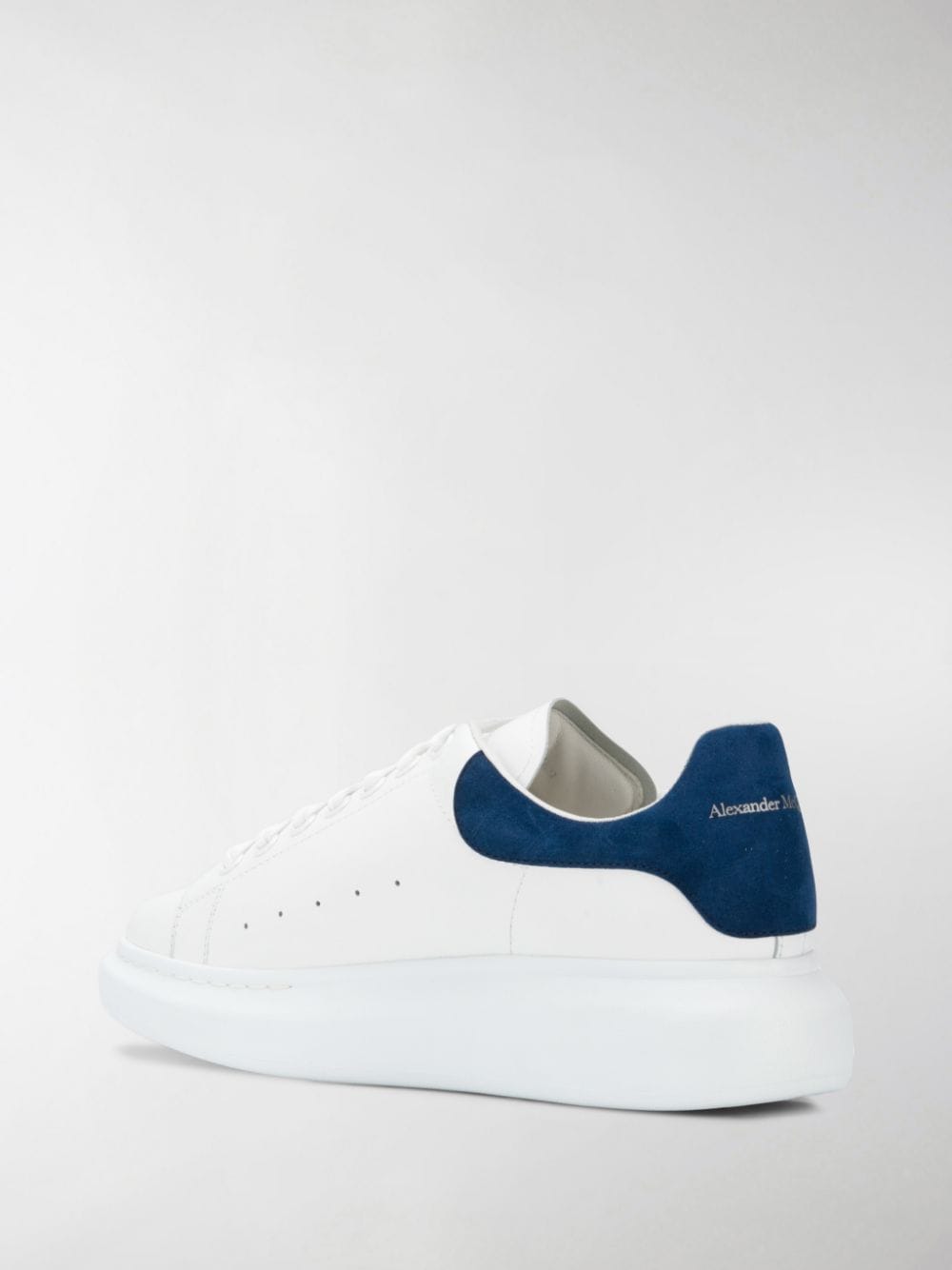 White/blue leather/suede oversized low-top sneakers