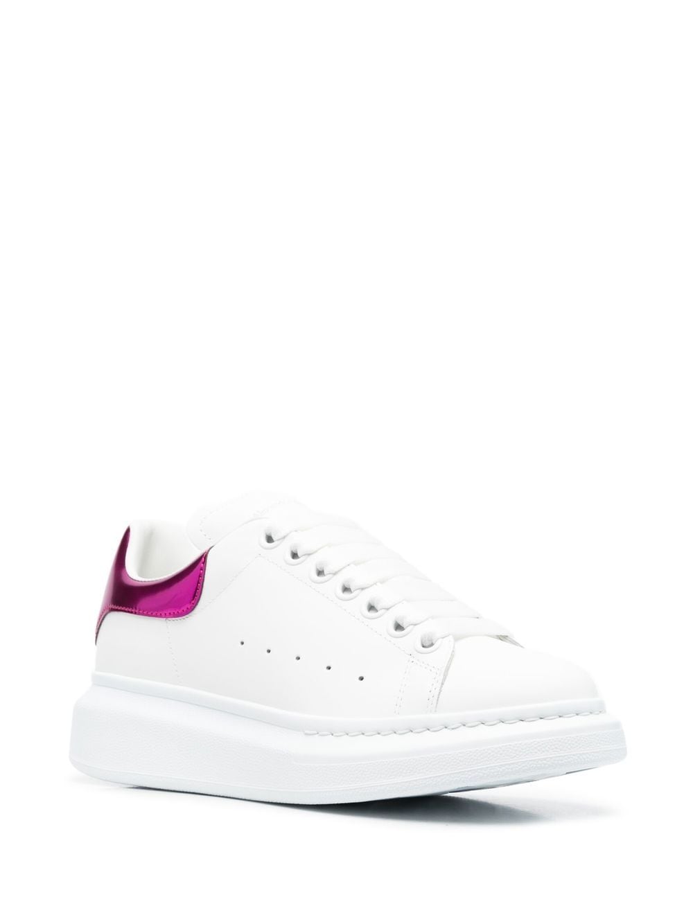 White/purple leather/suede oversized low-top sneakers