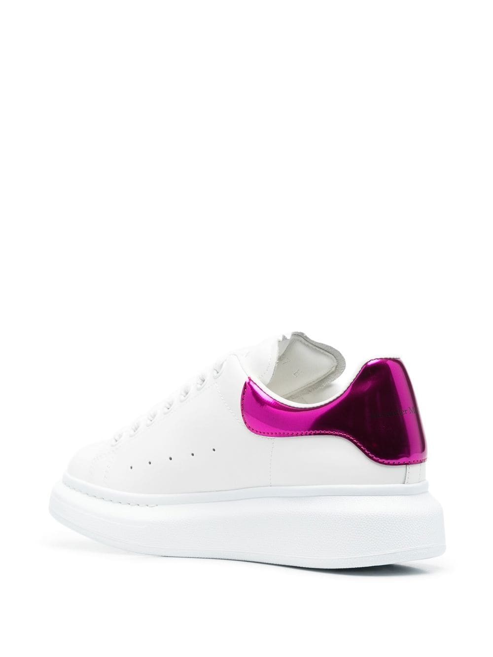 White/purple leather/suede oversized low-top sneakers