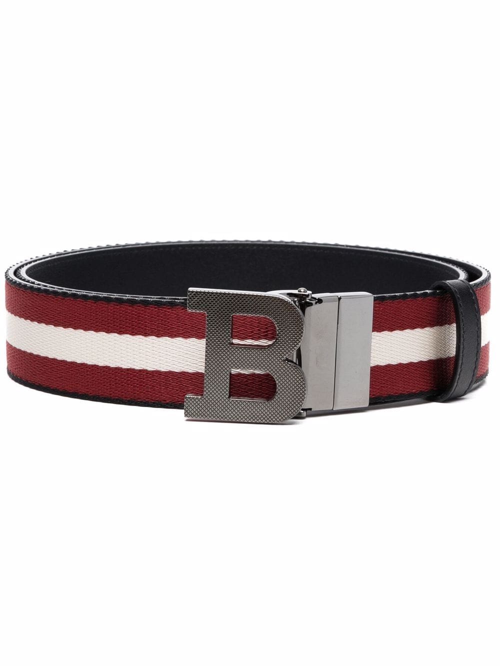 Red leather logo-buckle belt