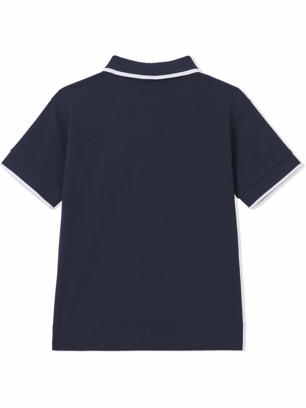 Midnight blue cotton Icon Stripe zip-front polo shirt