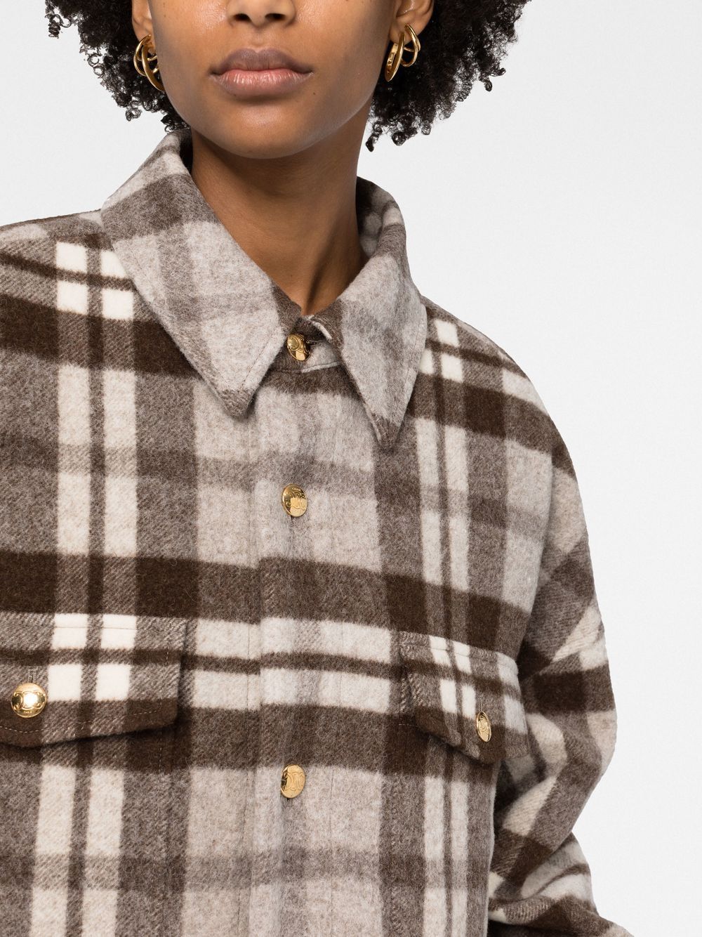 Camicia oversize in lana a quadri