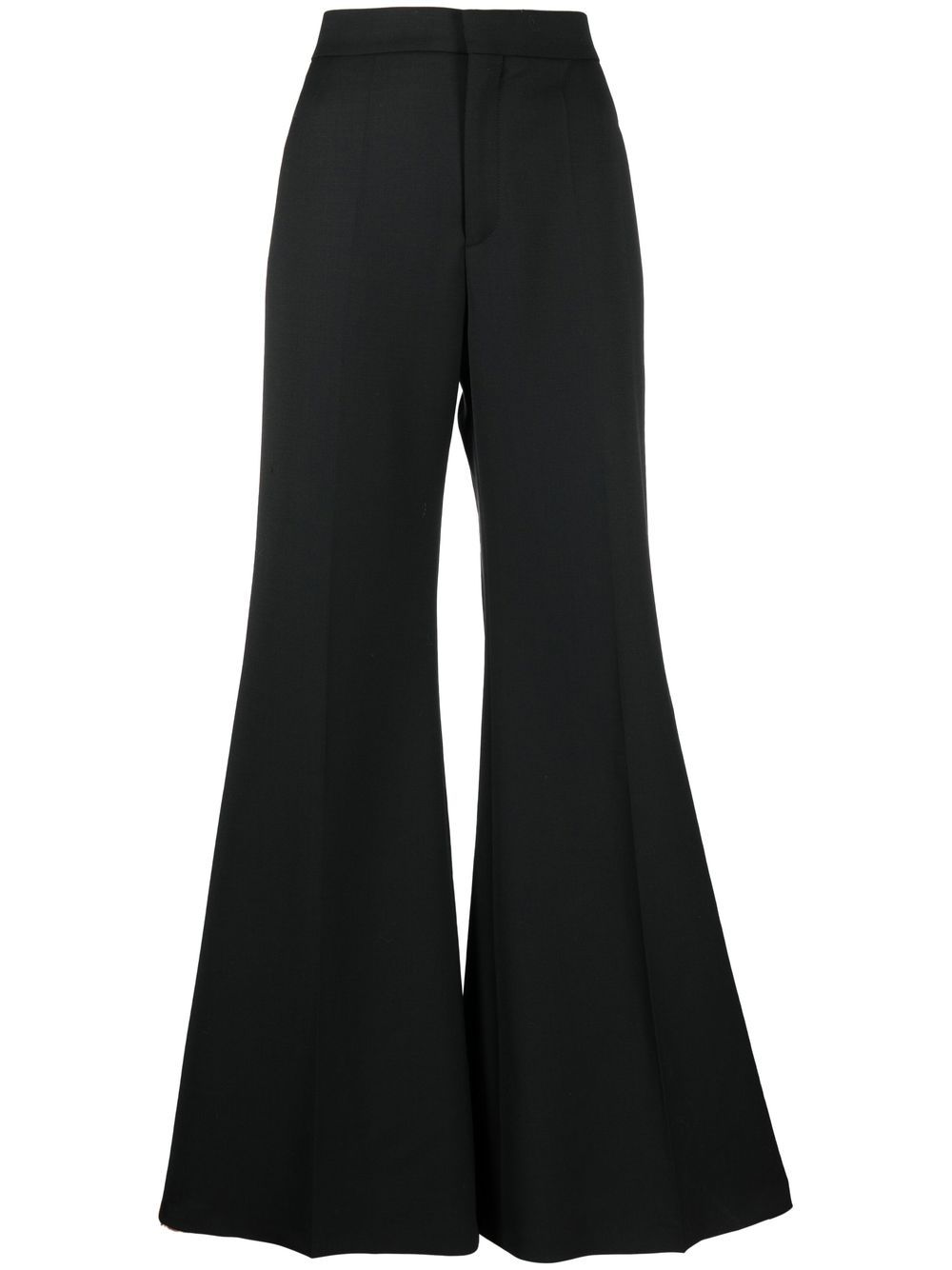 High-waisted flared-leg trousers