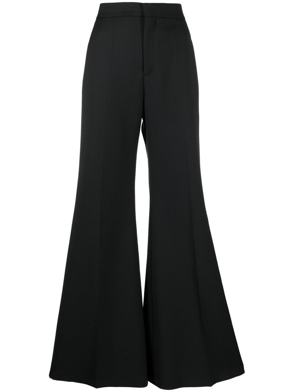 High-waisted flared-leg trousers