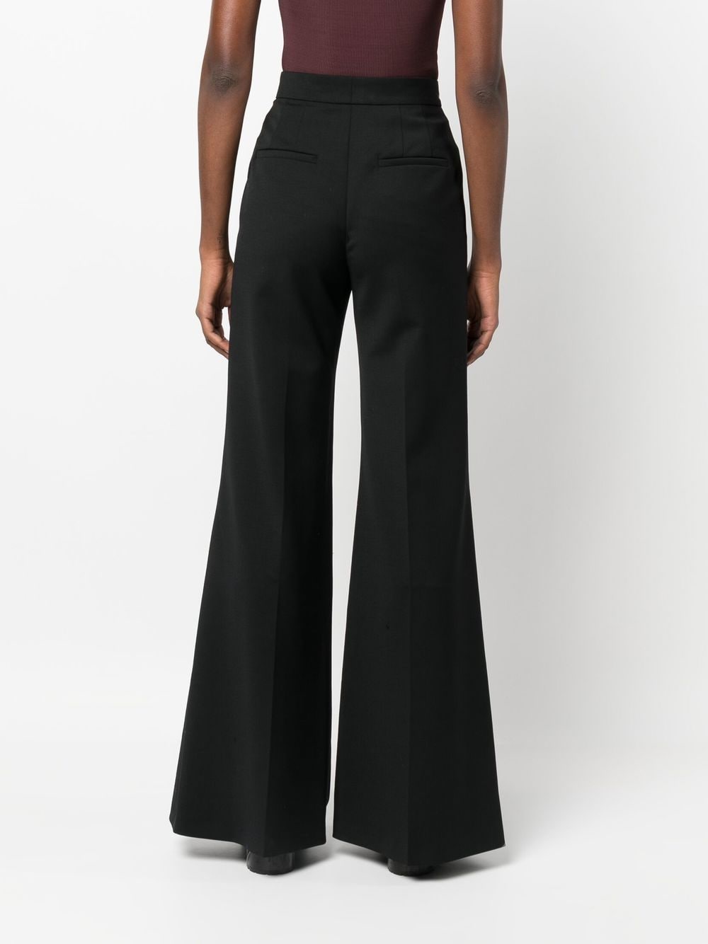 High-waisted flared-leg trousers