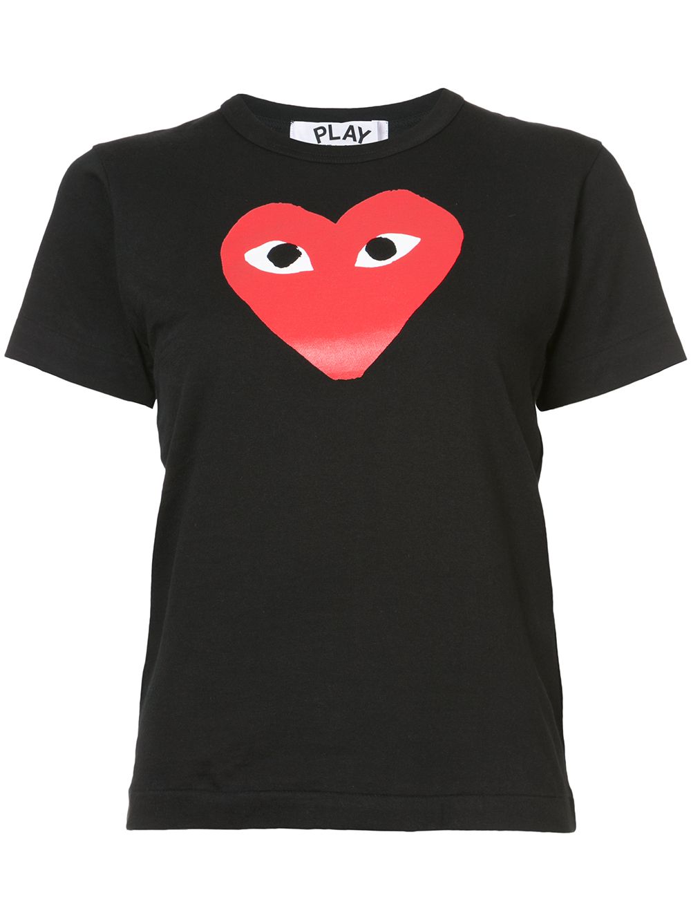 T-shirt girocollo nera con stampa cuore rosso