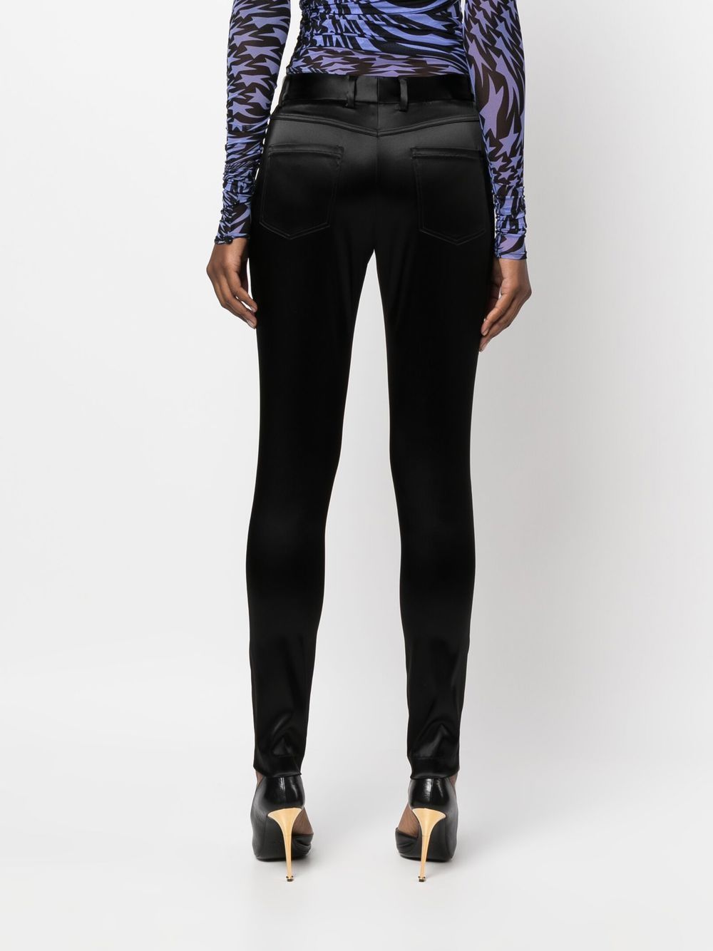 Metallic-finish tailored trousers