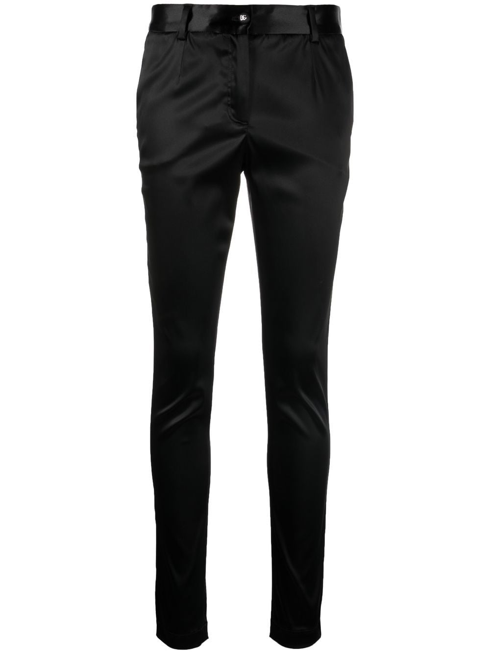 Metallic-finish tailored trousers