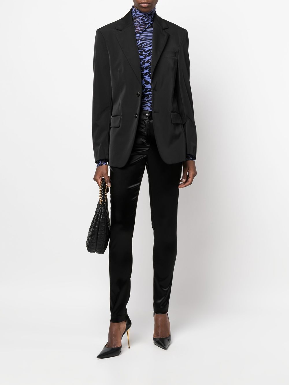 Metallic-finish tailored trousers